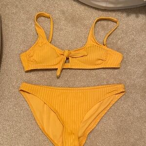 Xhilaration Yellow Ribbed Bikini Set